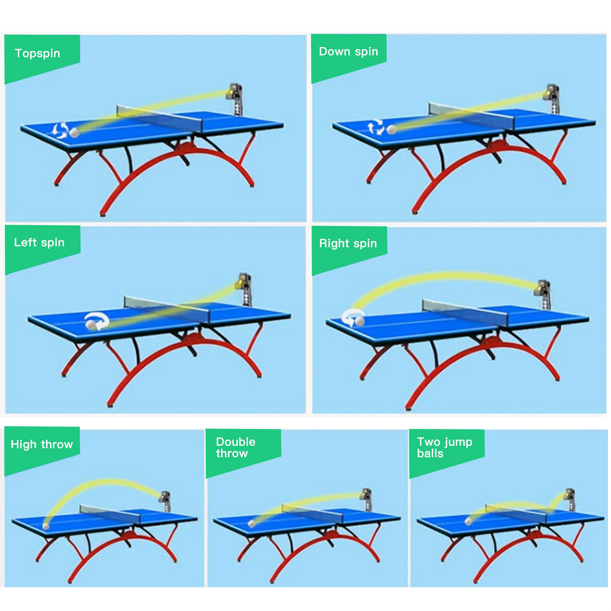 Máquina automática de Pelota de Ping Pong, 40mm Robot de Tenis de Mesa con Red para Pelotas Multi-rotación Multi-caída Robot de Entrenamiento automático de Ping Pong
