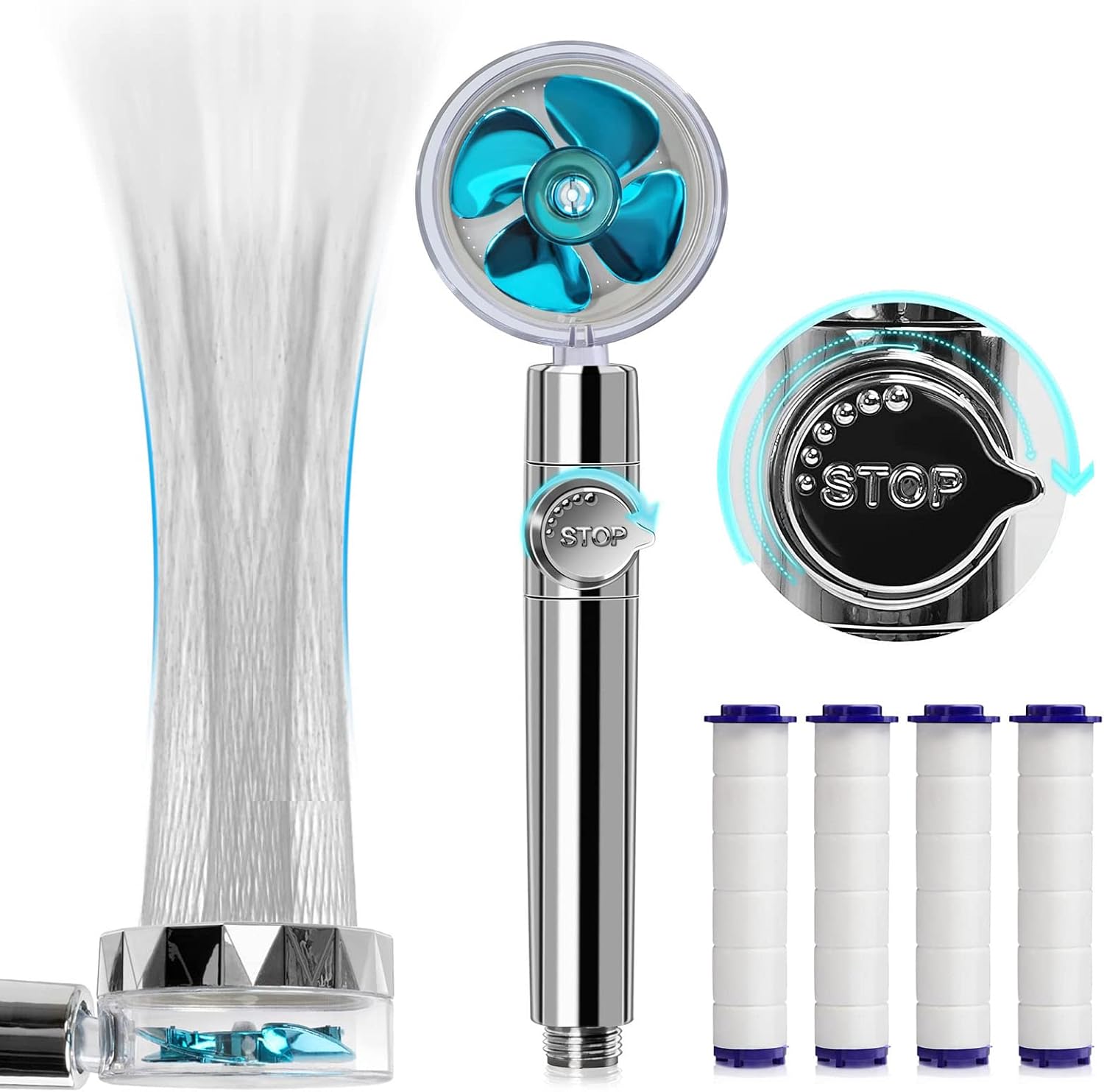 ZhengZ Turbo Shower Head High Pressure Vortex Shower Head Turbocharged