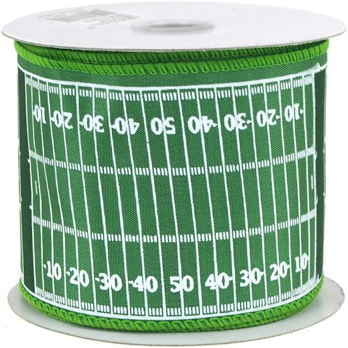 Homeford Gridiron Football Field Polyester Ribbon Wired Edge, 2-1/2-Inch, 10-Yard - Green