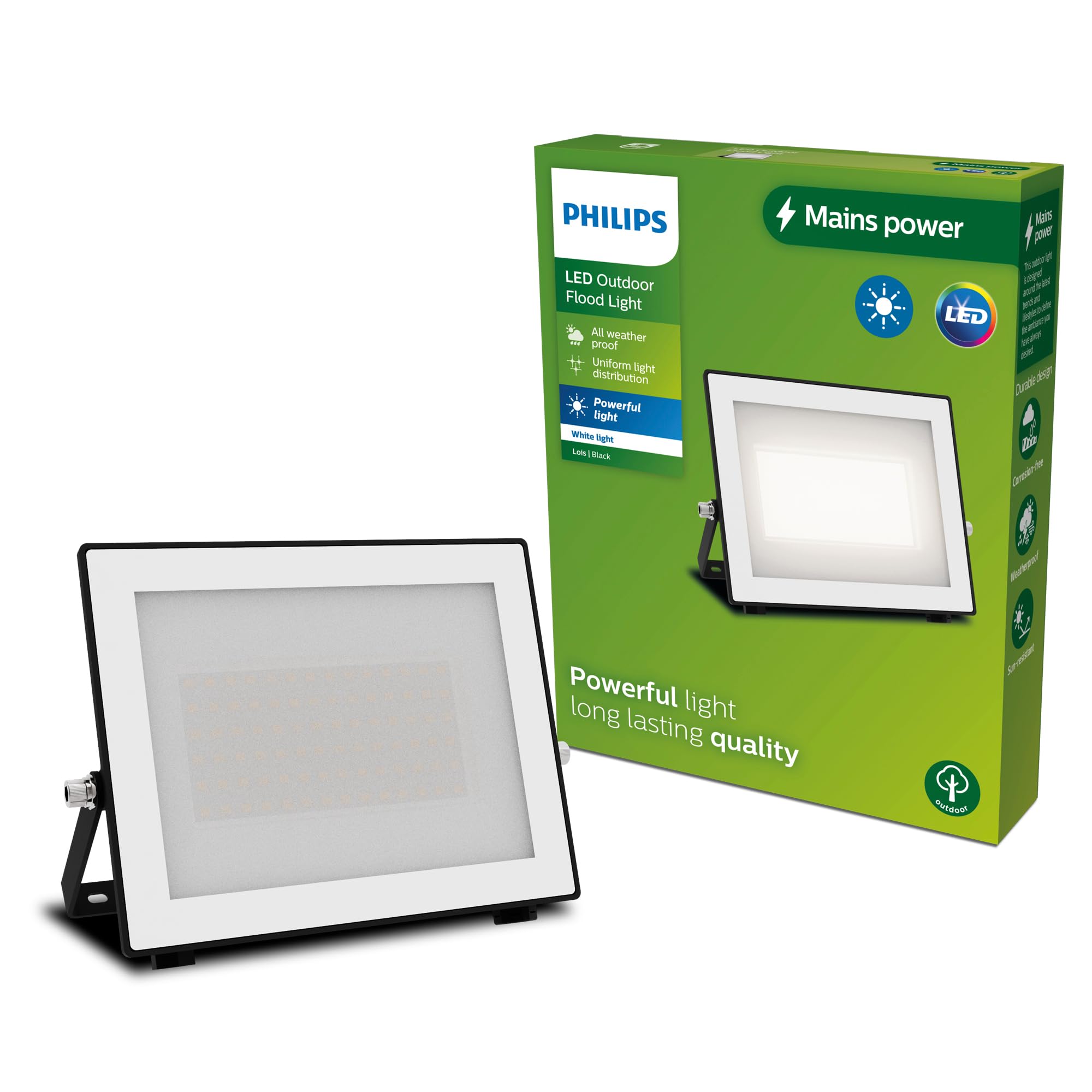PHILIPS Lois Outdoor Floodlight, 50 W, 3000 K, Black​