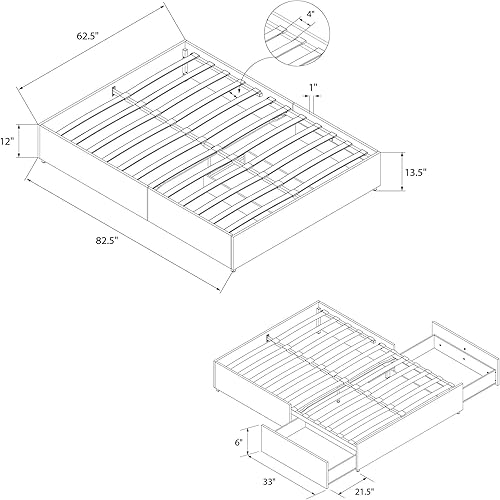 Miniatura 9 de DHP Maven - Cama de plataforma con base tapizada de piel sintética y listones de madera, tamaño individual, color negro, lino, Gris (Grey Linen)