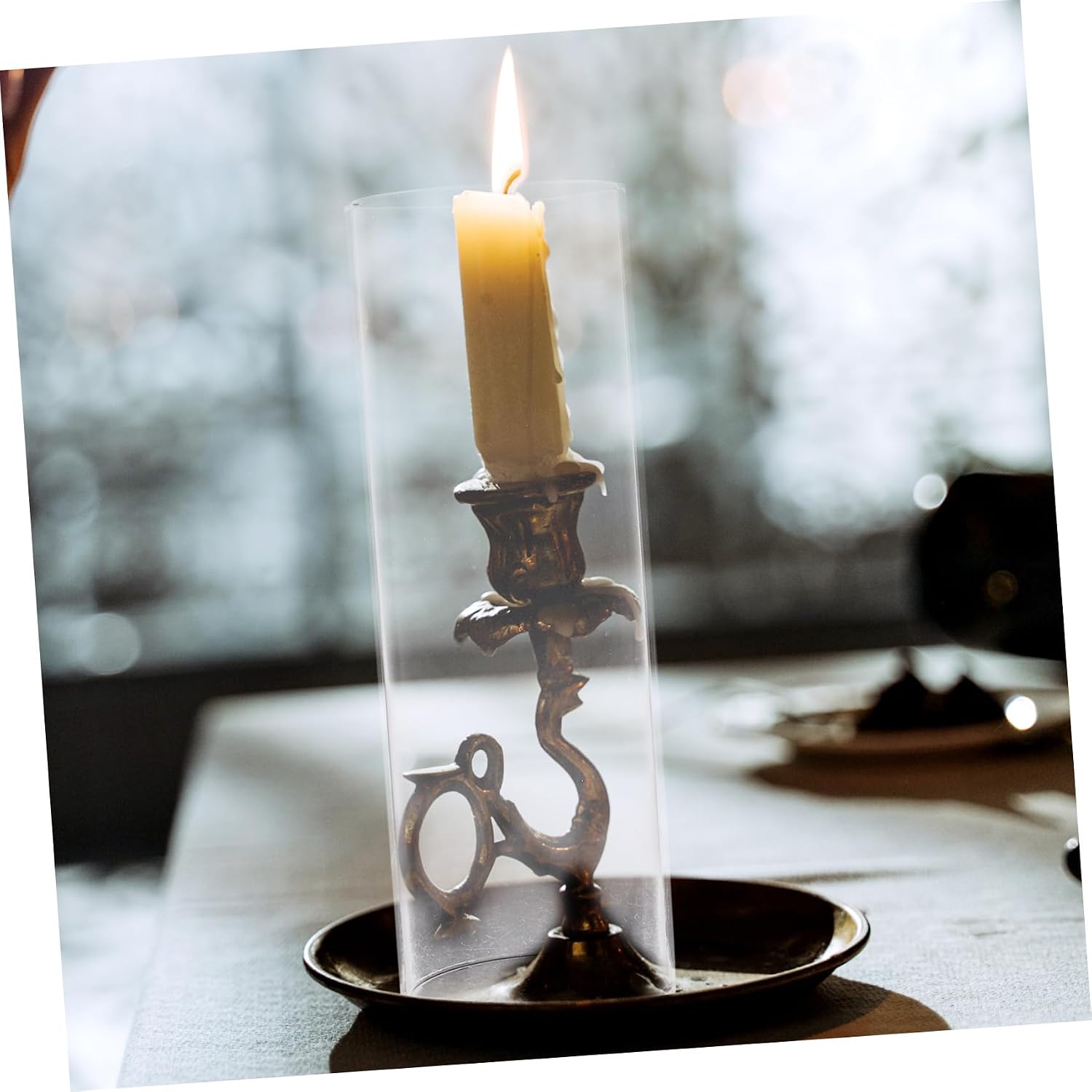 4pcs Glass Candle Shades Windproof Candle Covers for Even Burn Decorative Holders for Home Weddings and Aromatherapy