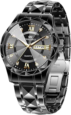 Watch for Men Stainless Steel Waterproof Diamond Business Dress Analog Quartz Luminous Date Two Tone Luxury Casual Wrist Watch