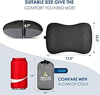 Vista 7 de Almohada de camping Hikenture con funda extraíble - Almohada inflable ultraligera para soporte lumbar y cervical - Almohada de mochila mejorada