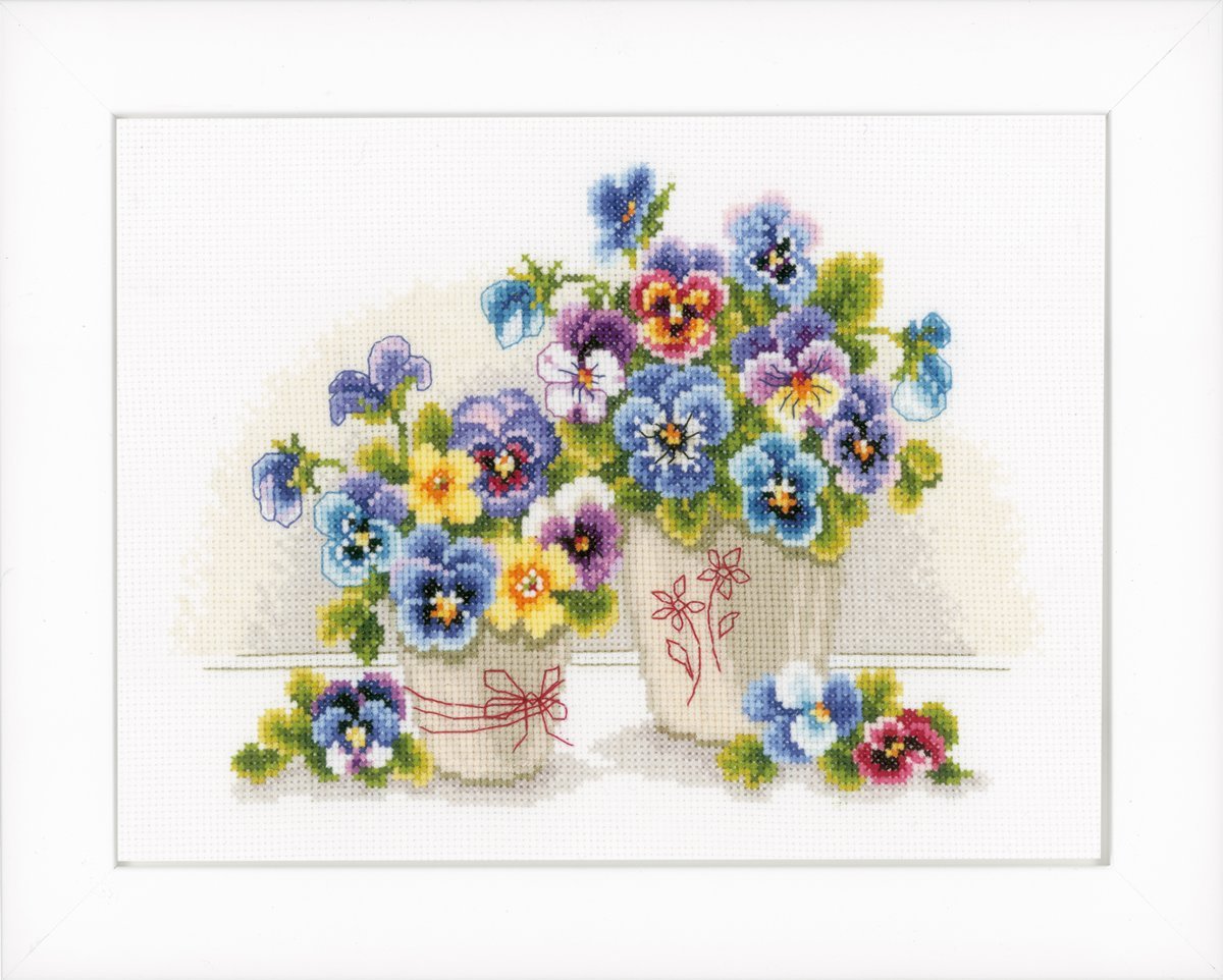 Vervaco Pretty Pansies Counted Cross Stitch Kit, Multi-Colour