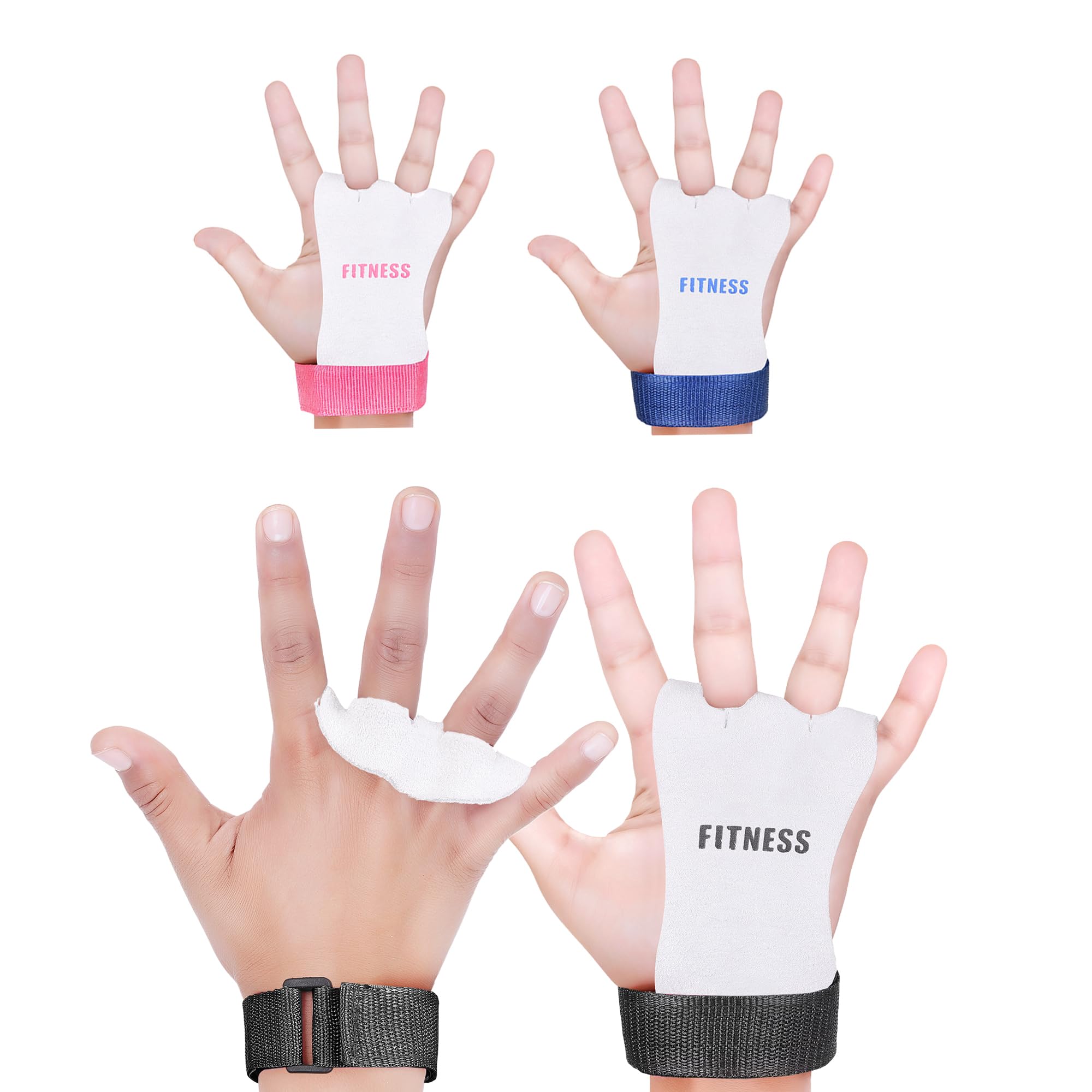 ULTRA FITNESS Gymnastics Grips for Kids & Youth Leather Palm Protector Bar Gloves for Girls & Boys - Junior Gymnastic Equipment for Bars, Pull-ups, Kettlebells Adjustable Wrist Support (Black S)