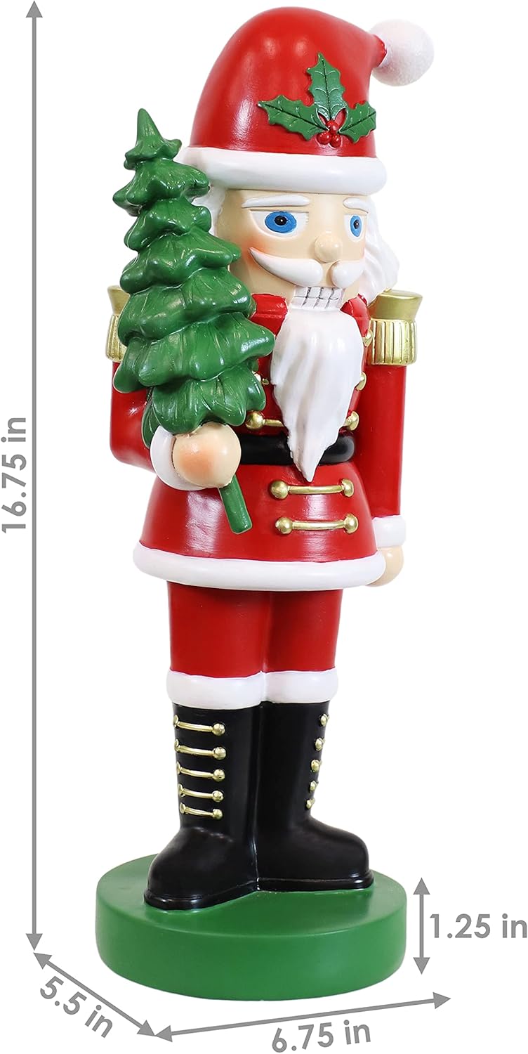 Sunnydaze Santa Claus Nutcracker Christmas Decor - 17" H Indoor Nutcracker Christmas Figurines - Hand-Painted Polyresin