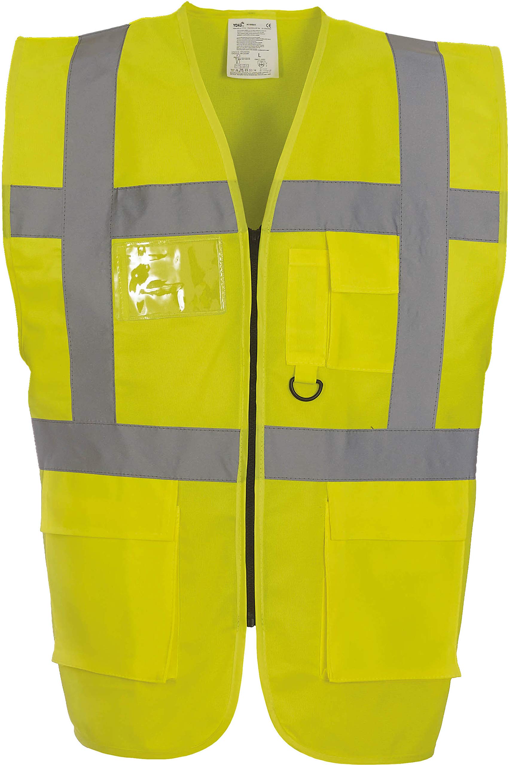 Yoko Men's Yk002/Hvw801 Multi-Functional Executive Hi-Vis Waistcoat - Yellow, Medium