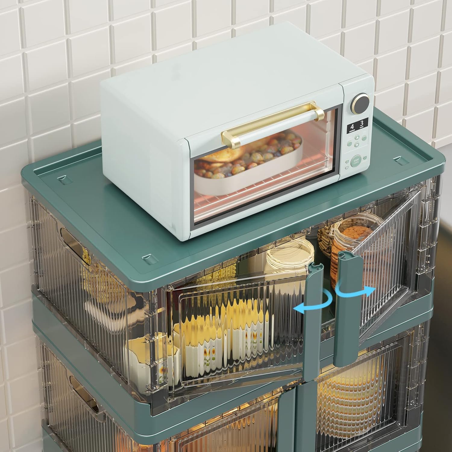 Ergocar Modern Foldable Plastic Storage Box, Large Rectangular Storage Box with Lid, Durable Stackable Organiser, Wardrobe Storage Organiser, Grocery Storage, for Office, Bedroom, Wardrobe, Garage