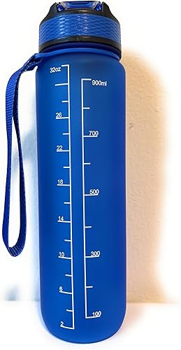 Miniatura 2 de Botella de agua motivacional con marcadores de tiempo (azul rey)