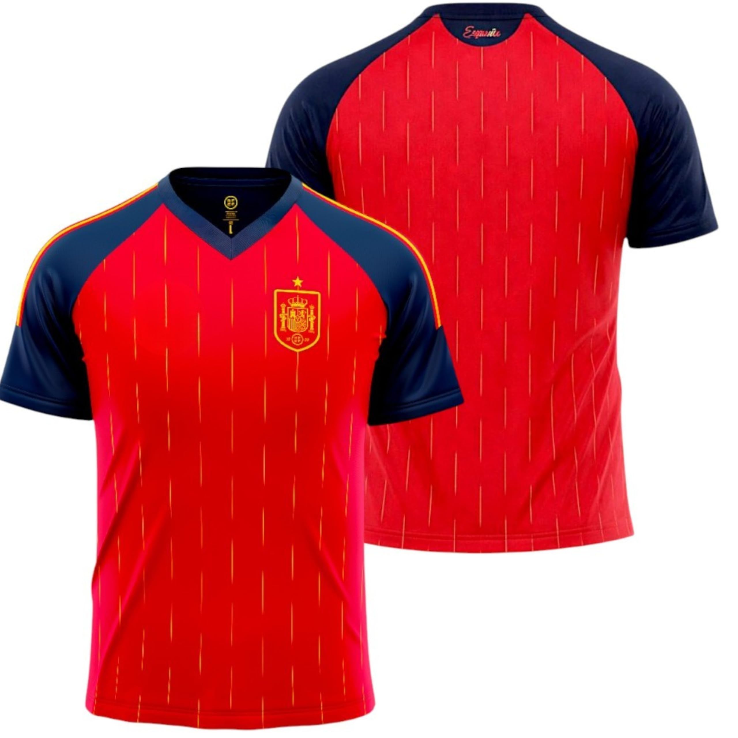 Selección Española Camiseta Mundial 2026-2028 Réplica Oficial Liso, Color Rojo, Manga Corta, Tejido Deportivo Transpirable - Variación por Talla