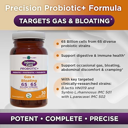 Miniatura 6 de Vital Planet - Probióticos de gases de cuidado intenso y hinchazón, prebióticos, postbióticos, parabióticos, suplemento refrigerado 4 en 1 para