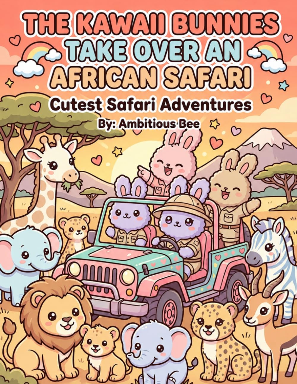 The Kawaii Bunnies Take Over An African Safari: 80 Pages Adorable Animal Coloring Pages for Kids, Teens & Adults | Relaxing Cute Safari Scenes with Kawaii Bunnies (The Kawaii Bunnies Series)