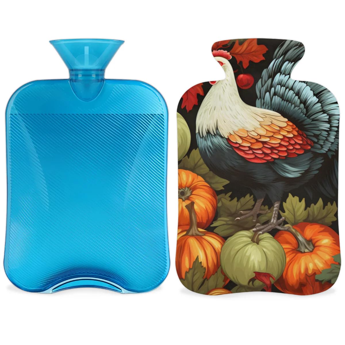 Hot Water Bottle with Soft Cover,2L Fantastic Pumpkin Hot Water Bag for Hot and Cold Compress, Hand Feet Warmer, Magical Pumpkin Rubber Hot or Cold Water Bottle Halloween Christmas Decorations