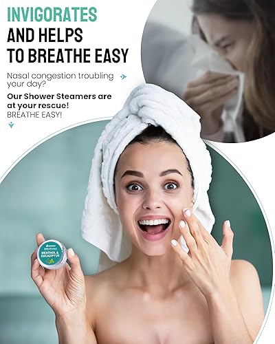 Miniatura 6 de Vaporizadores de ducha de aromaterapia, paquete de 15 bombas de ducha de mentol y eucalipto con aceites esenciales naturales, alivio rápido de la