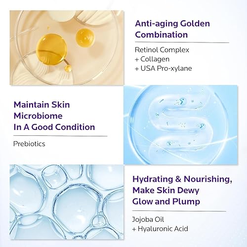 Vista 5 de ZealSea Crema de retinol para rostro con colágeno, hidratante facial antienvejecimiento para mujeres para tensar y levantar la piel, crema de noche