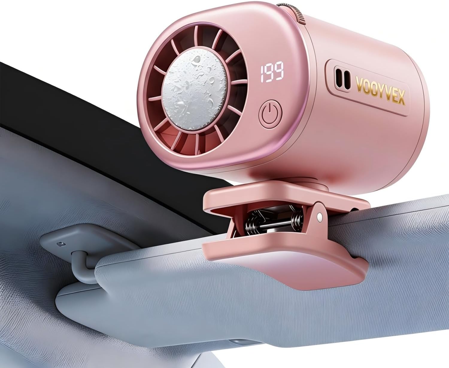 2026 Car Clip on Fan Air Conditioner with Led Display - 360° Rotation Stroller Mini Clip Fan Portable Personal Clip-On Air Conditioner for Shirt Silent Rechargeable Exhaust for Kitchen (Purple)