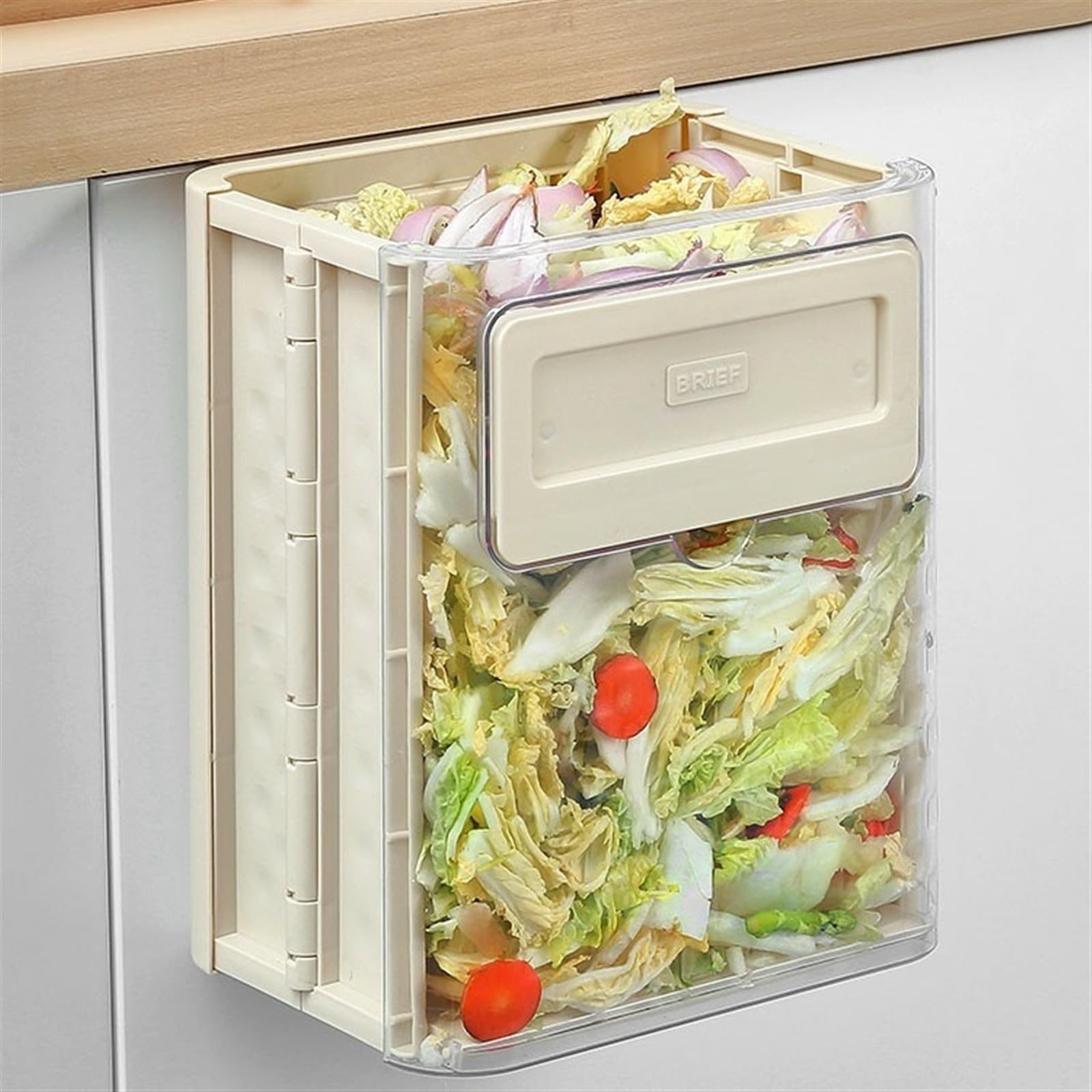 Cestino carta ufficio Pattumiera da cucina sospesa senza coperchio, pattumiera pieghevole da 2,6 litri montata a parete for armadio, pattumiera in plastica trasparente for cucina, bagno, camera da let