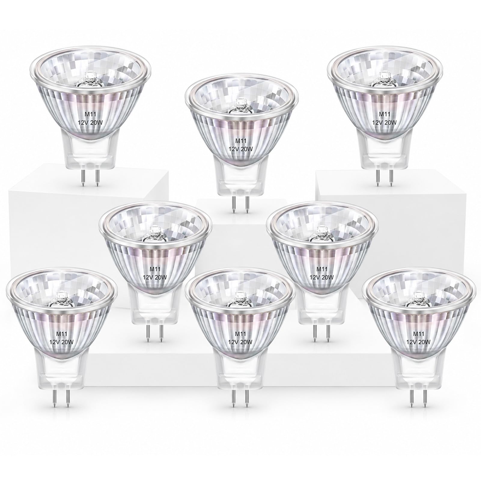 HIKLINK MR11 GU4 Halogen 12V 20W 2700K Warmweiß 8er Pack Dimmbar | 240 lm, lange Lebensdauer, sofort hell, für Landschafts-, Schienen- und Einbaubeleuchtung