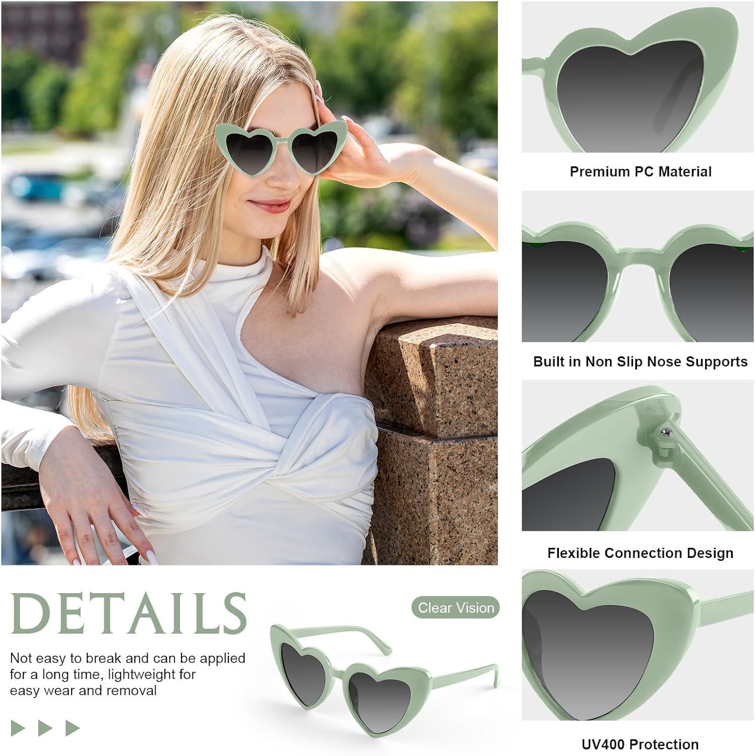 5/10/20 Pack Heart Sunglasses Bachelorette Vintage Heart Shaped Glasses for Wedding Bridesmaid Party Favor - Image 3