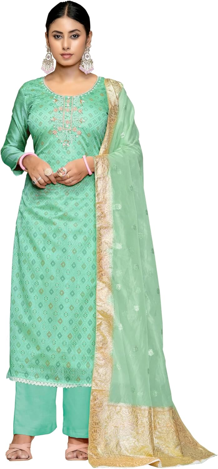 Indian Panjabi Ethnic Churidar Classic Designer Heavy Work Salwar Suit for Women & Girls