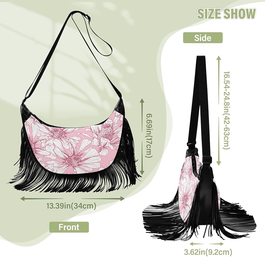 【PORTERNA】Quilting Tassel Chain Shoulder Bag Amazon.com: Pink-pattern Women Tassel Fringe Shoulder bag