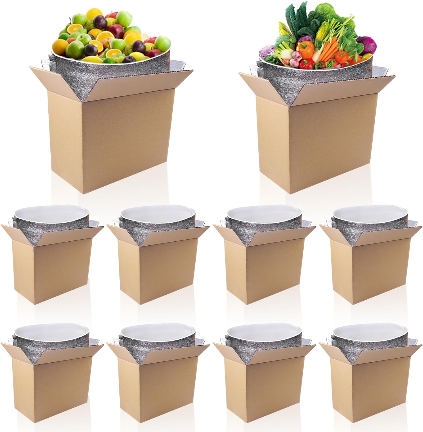 10 Pack Insulated Shipping Boxes with Aluminum Foil Liner, 11’’X5.9’’X6.6’’ Cold Shipping Boxes, Reusable Styrofoam Cooler Box, Small Mailing Box for Shipping Mailing Packing