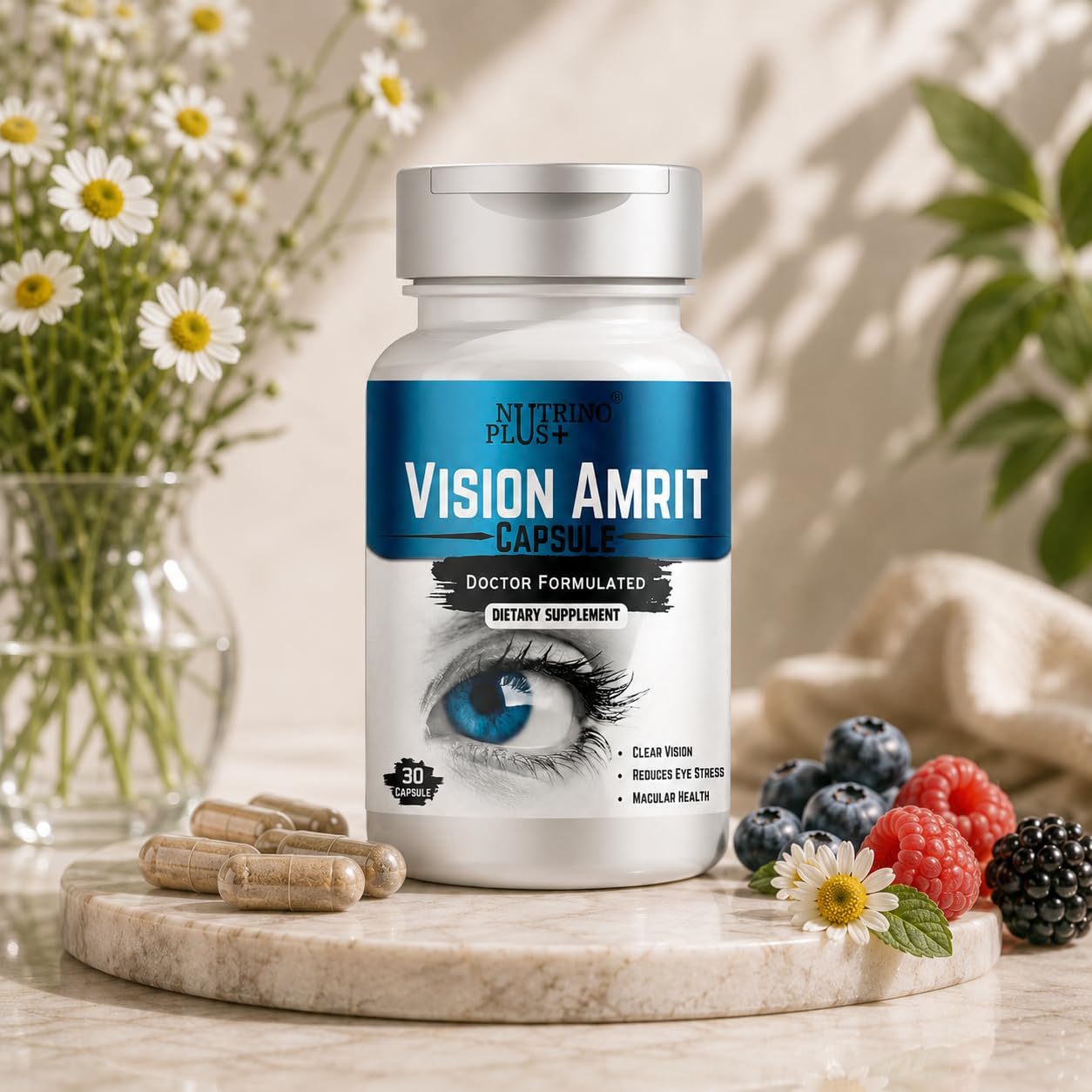 Vision Amrit Capsules with Lutein, Zeaxanthin, Vitamin A, C & E | Eye Health Supplement | Helps Support Vision, Screen Protection & Eye Comfort | Blue Light Support | 30 Capsules-image-45