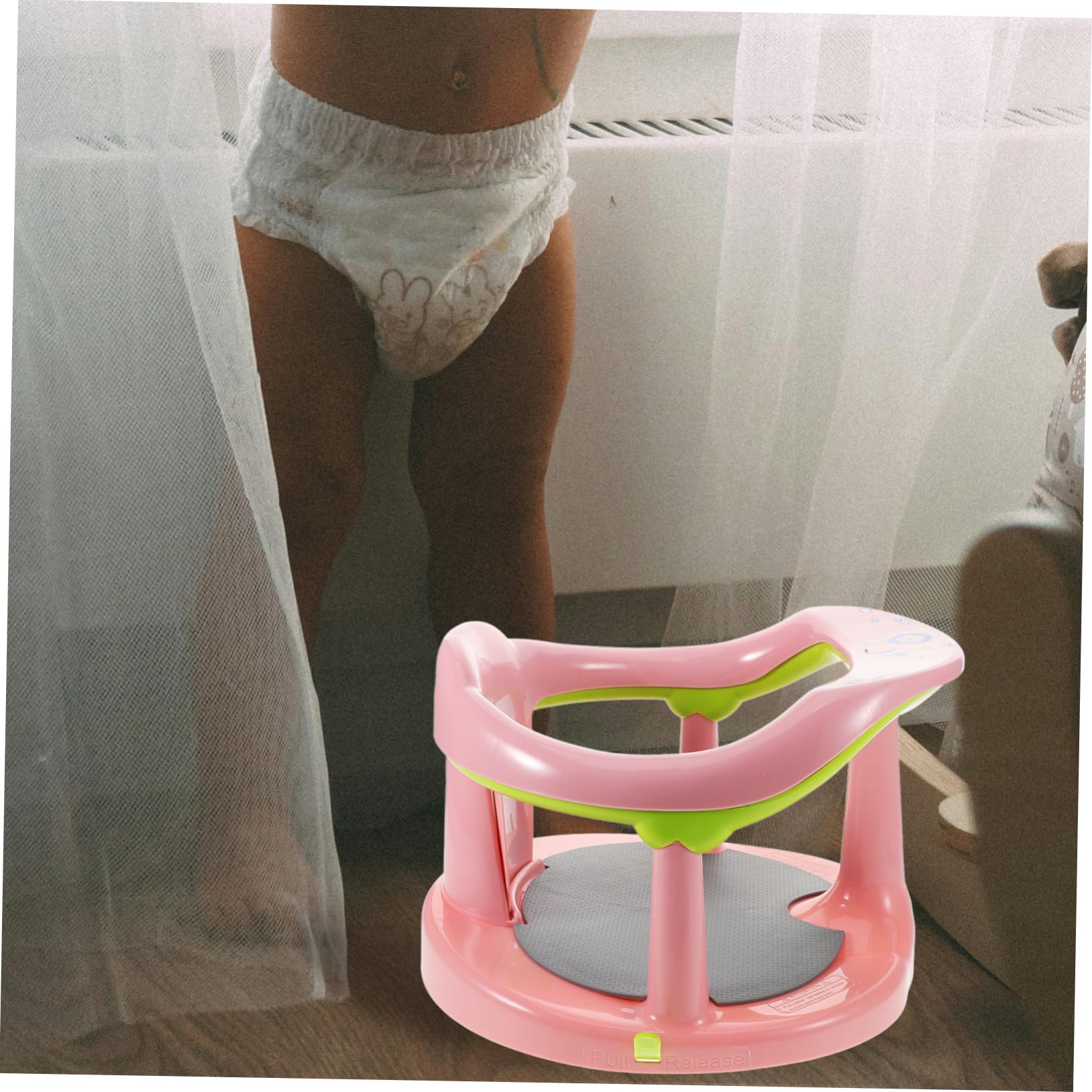 Kisangel Asiento de Baño para Ñiño Antideslizante de Pp y Tpr Cómodo para Recién Nacidos Respaldo, Adecuado para Baño Seguro y Confortable