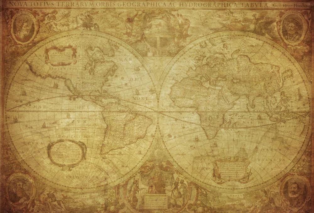 Wallmonkeys Vintage Map World 1630 Wall Mural Peel and Stick Graphic (36 in W x 24 in H) WM354727