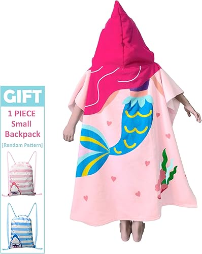 Miniatura 2 de Toallas de playa con capucha para niños  Toalla de baño para niños y niñas de 4 a 10 años, toallas de piscina para niños, de secado rápido, ligero