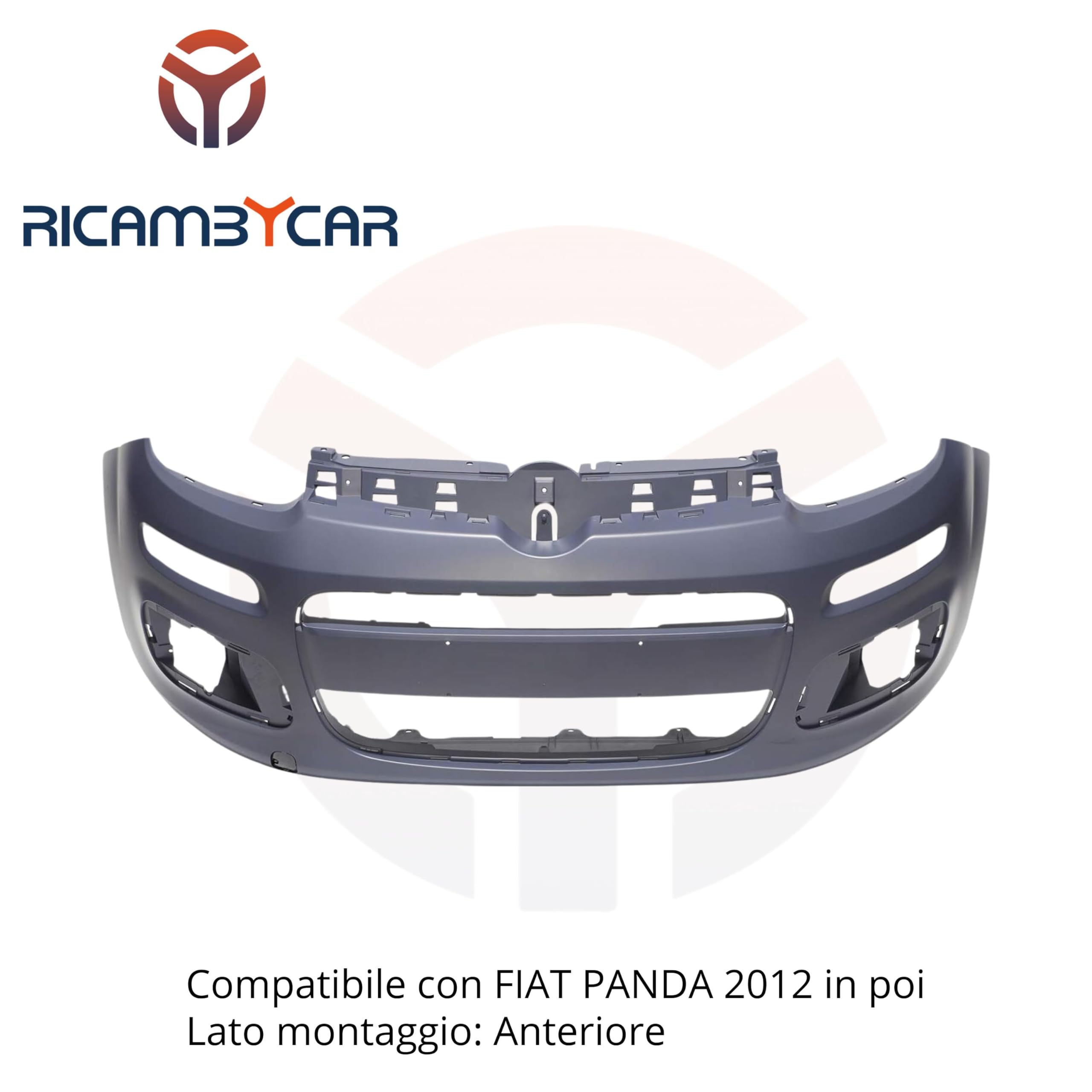 Paraurti con Primer da Verniciare, Compatibile con Fiat Panda (319) dal 2012 in poi (Anteriore)