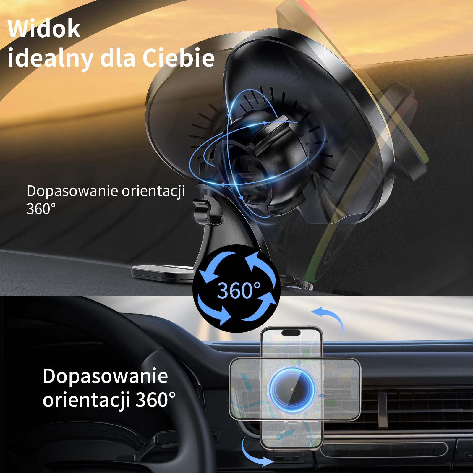 MANKIW Bezprzewodowa Ładowarka Samochodowa 15W, Ładowarka Samochodowa Magsafe, Stojak Na Kratkę Powietrzną, Kompatybilny z iPhone 17/17 Pro/17 Pro Max i Serii iPhone 16/15/14/13/12