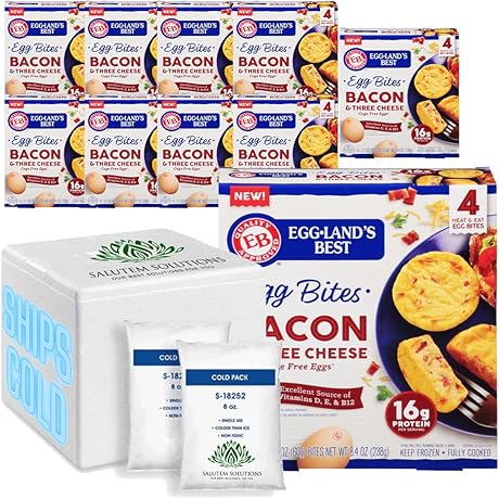 Eggland's Best Egg Bites, Bacon & Three Cheese 4pcs, 8.4 oz - Pack of 10