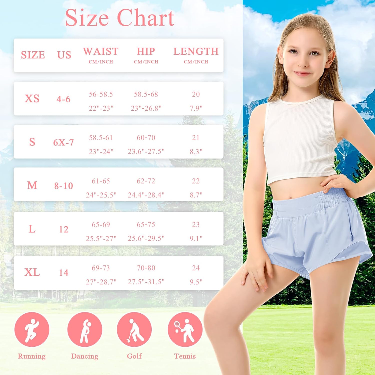 DOCUMO Girls Athletic Shorts with Liner Lightweight Running Shorts for Teen Girls Kids Quick Dry Sports Active Short - Image 6