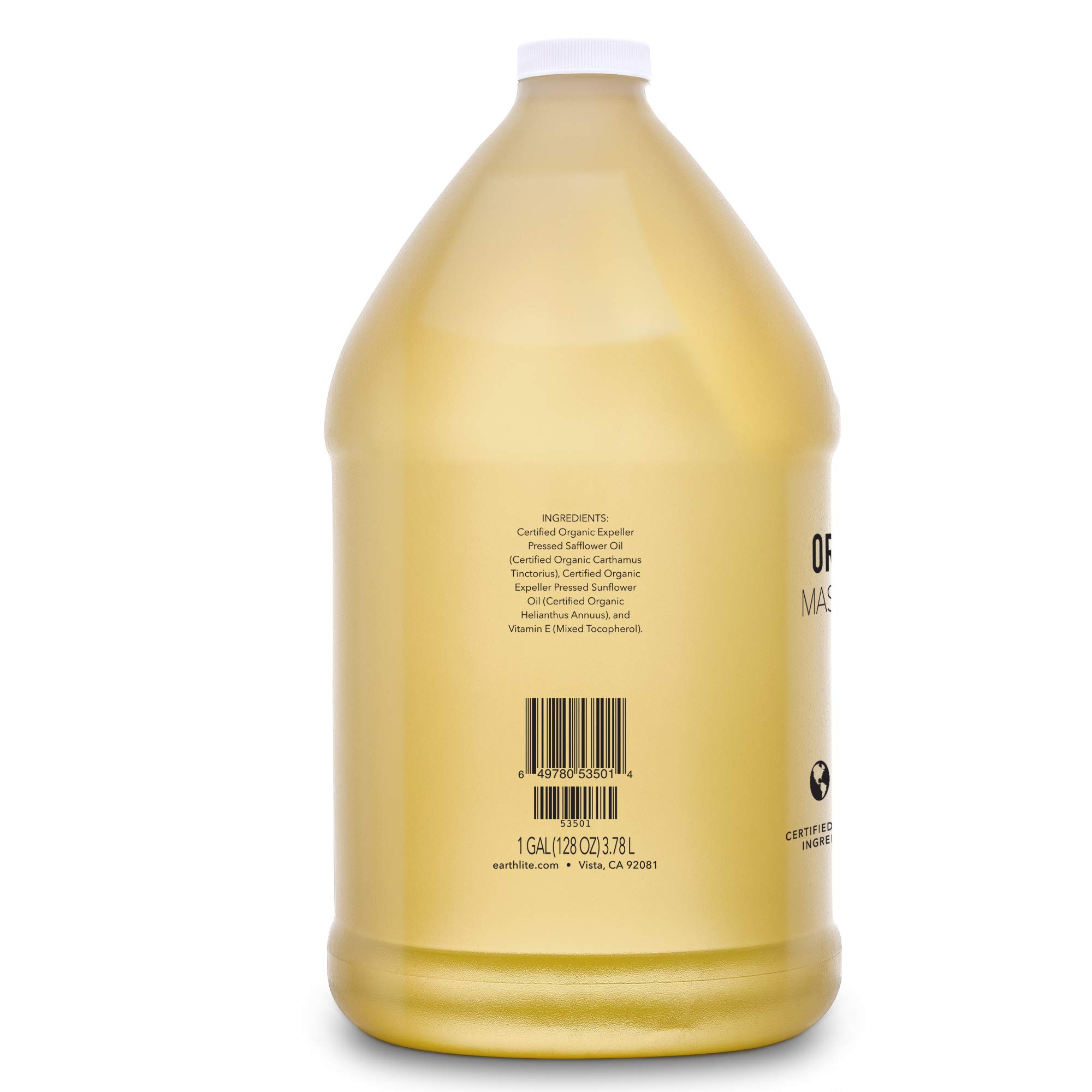 EARTHLITE Massageöl Pure ORGANIC - 100% zertifiziertes, organisches Bioöl für gewerblich & privat, chemiekalienfrei, wasserlöslich, ohne Dufstoffe