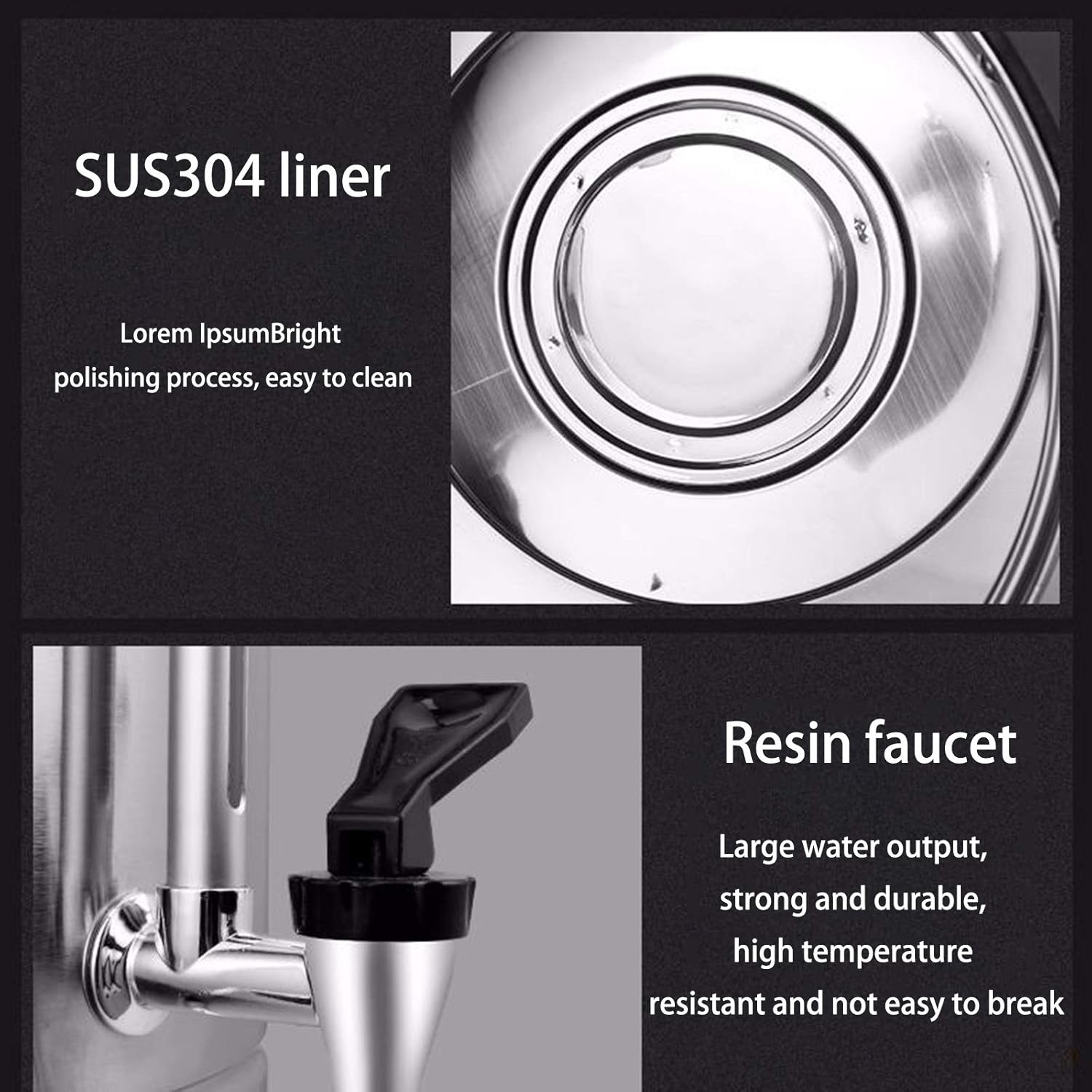 Stainless Steel Catering Hot Water Tea Urn, Instant, Boiler and Suitable for Commercial Office Use Double Wall Insulated,Silver,15L