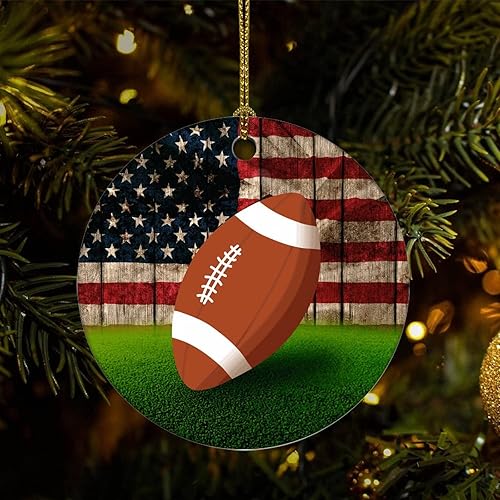 Two-Side Printed Football USA Flag Ceramic Christmas Ornament Novelty for Family Friends Kids Vintage Christmas Keepsake Pendants Two-Side Printed Football USA Flag Ceramic Christmas Ornament Novelty for Family Friends Kids Vintage Christmas Keepsake Pendants