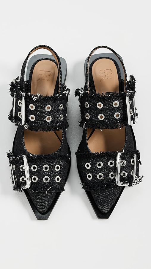 Amazon.com | Ganni Women's Buckle Denim Ballerina Flats Amazon.com | Ganni Women's Buckle Denim Ballerina Flats