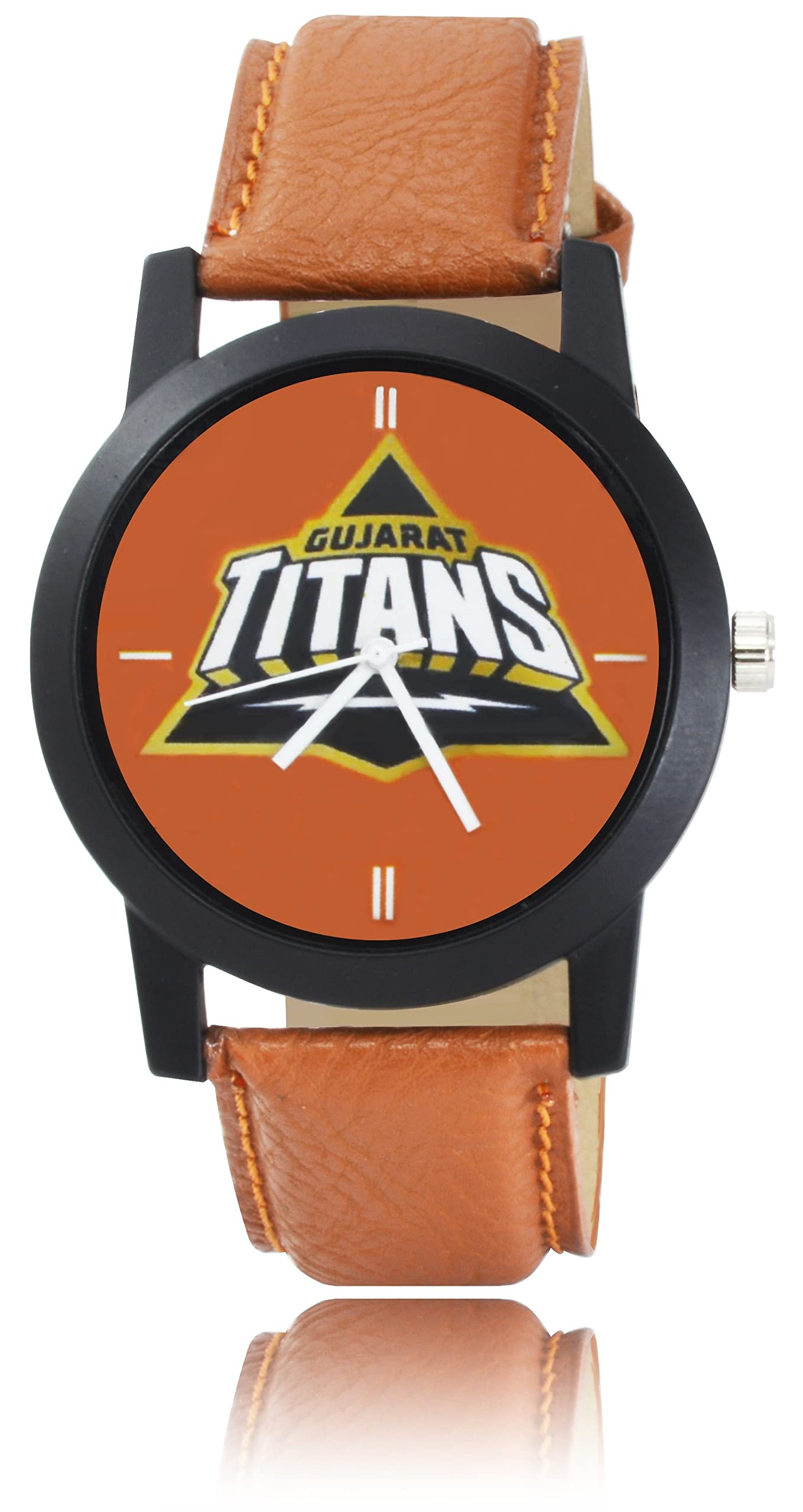 FEMEO New IPL Cricket Fans Orange Dial Leather Belt Gujrat Titans (GJ) Watches for Men & Boys|Mens Watches (B09WR5QVYL) Amazon Price History, Amazon Price Tracker