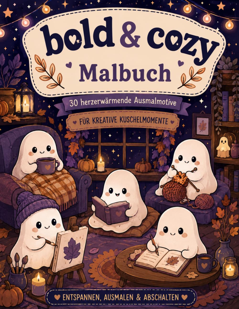 Bold & Cozy: Süße Geister & Herbstmomente - Das einfache Malbuch zum Entspannen (Bold and cozy Malbuch für Erwachsene und Kinder) (Bold & Cozy: Malbücher mit dicken Linien zum Entspannen)