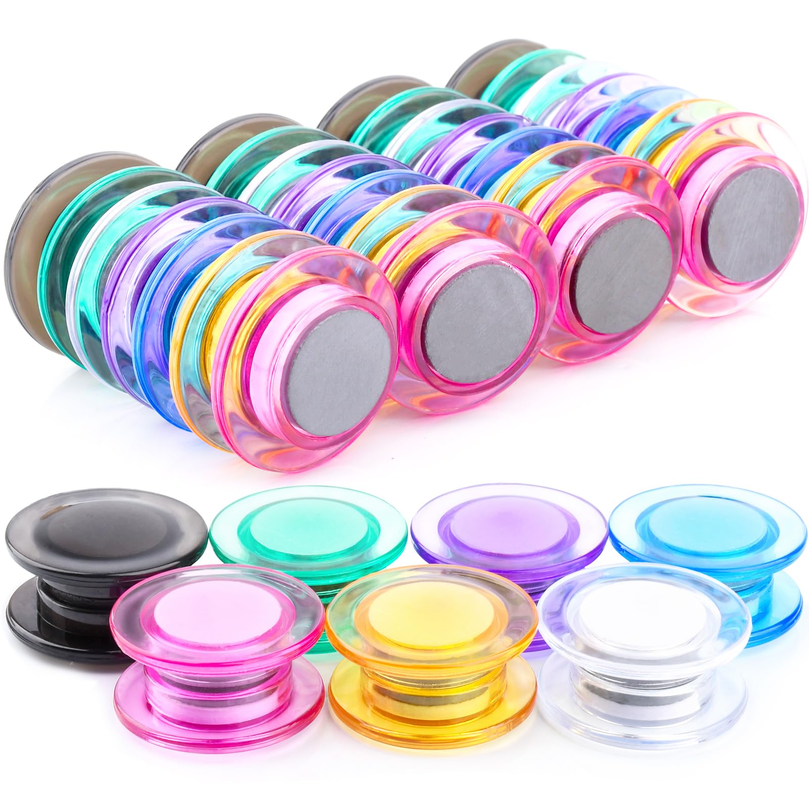 MIN CI 35Pack Small Magnets, 7 Colors Fridge Magnets, Modern Round Magnets, Decorative Magnet, diameter 30mm
