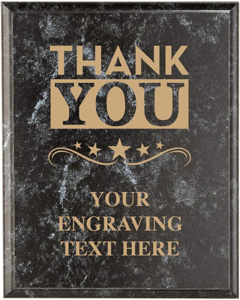 Corporate Employee Recognition Plaques - 7 x 9 Black Marbleized Recognition Trophy Plaque Awards