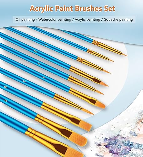 Miniatura 2 de Pinceles de pintura, juego de pinceles para pintura acrílica, 20 piezas de madera maciza Handel Oil Acuarela pinceles con cepillos de pelo de nailon