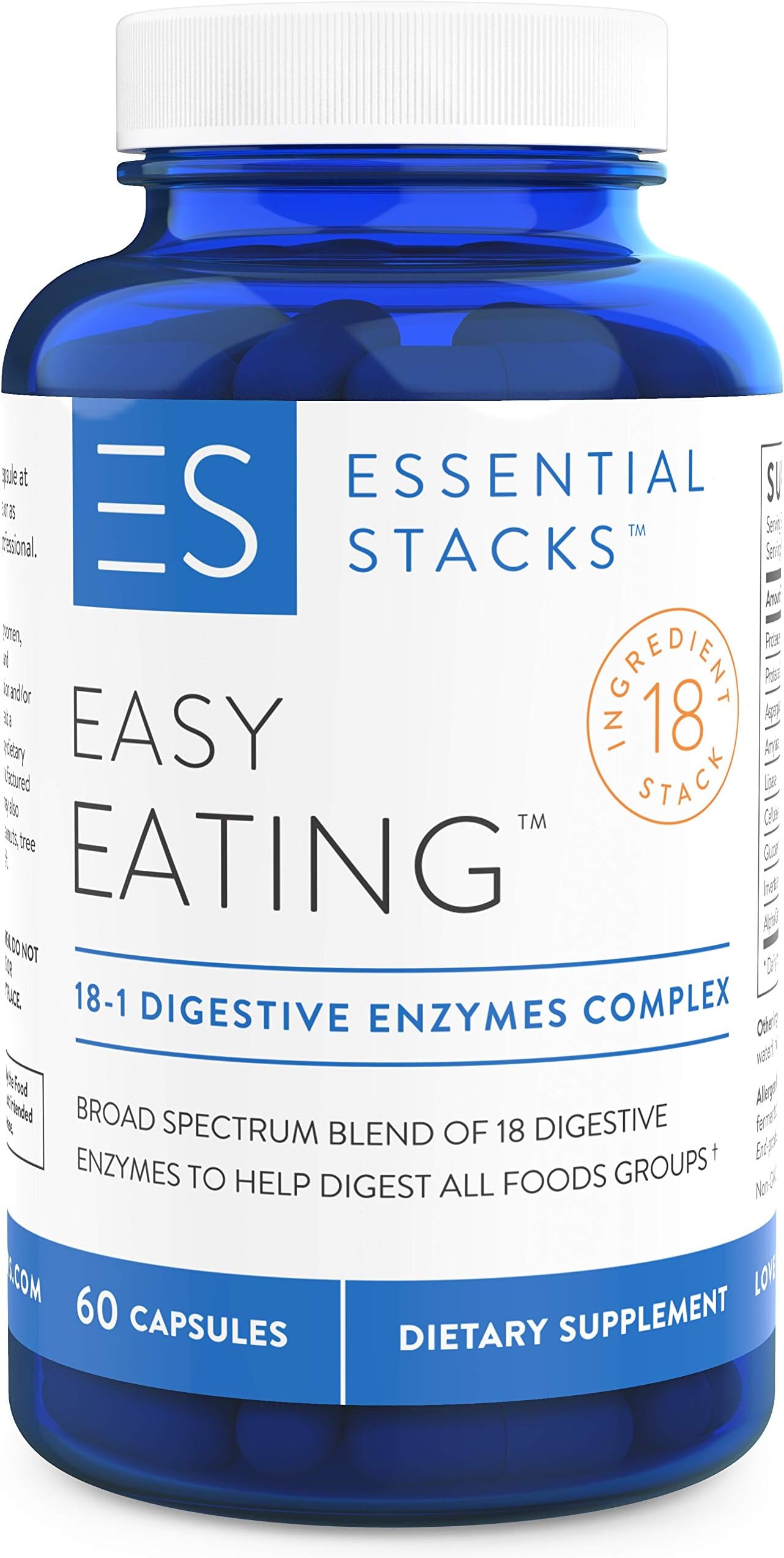 18 Digestive Enzymes In 1 - Gluten Free, Plant Based & Broad Spectrum - Smartly Formulated So You Can Digest ALL Food Groups.