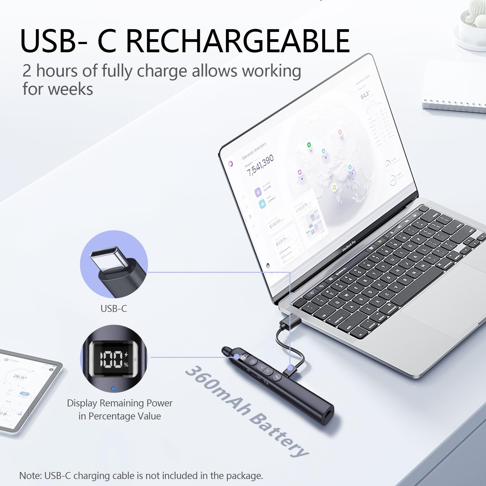 Norwii N21 Clicker de Présentation Bluetooth avec Pointeur Télescopique, Télécommande pour PowerPoint
