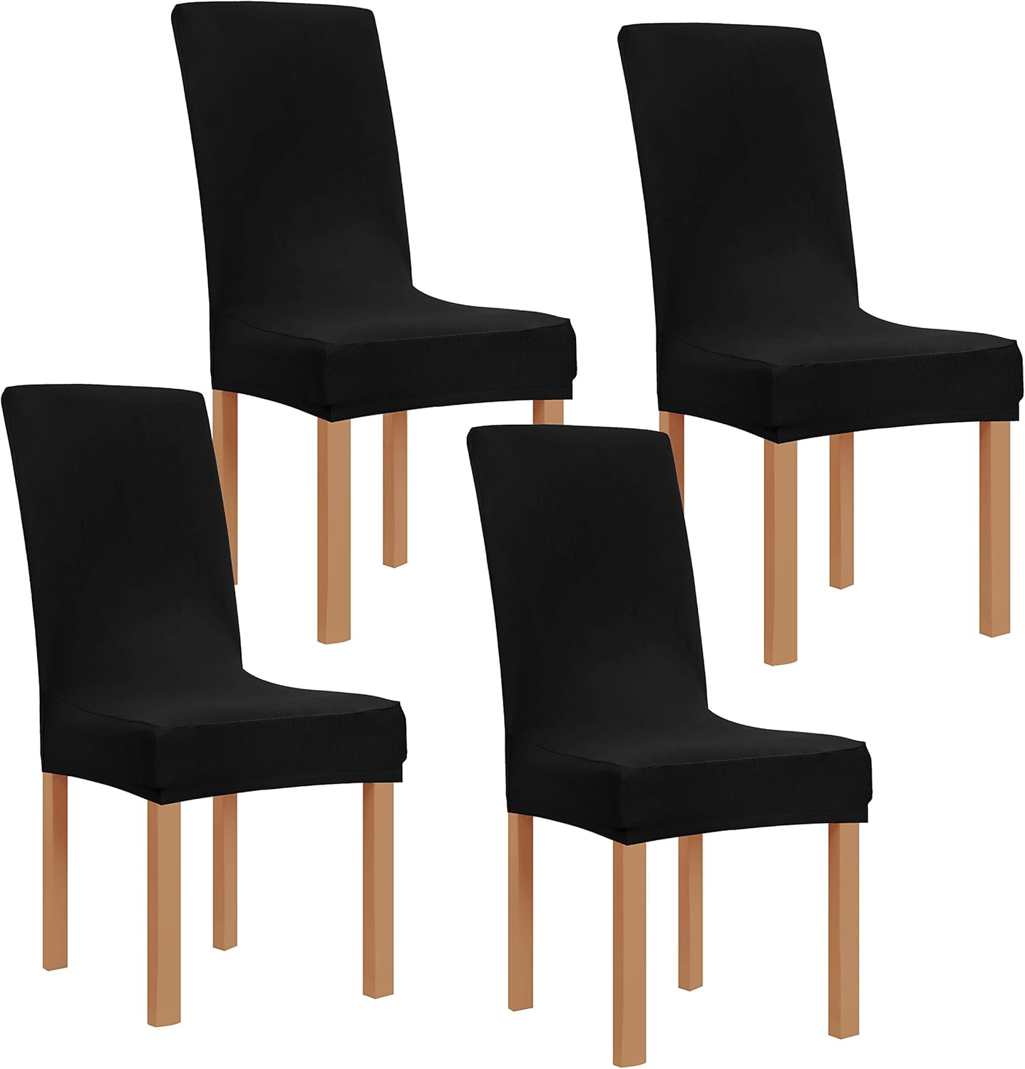 Obstal Black Stretch Spandex Dining Room Chair Covers ?Set of 4 Universal Removable Washable Chair Seat Slipcovers Protector for Kitchen, Ceremony, Wedding, Banquet, Hotel and Party 1 Black
