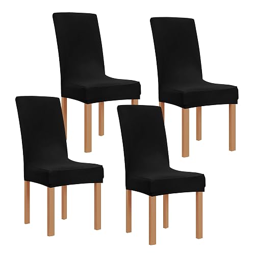 Obstal Black Stretch Spandex Dining Room Chair Covers ?Set of