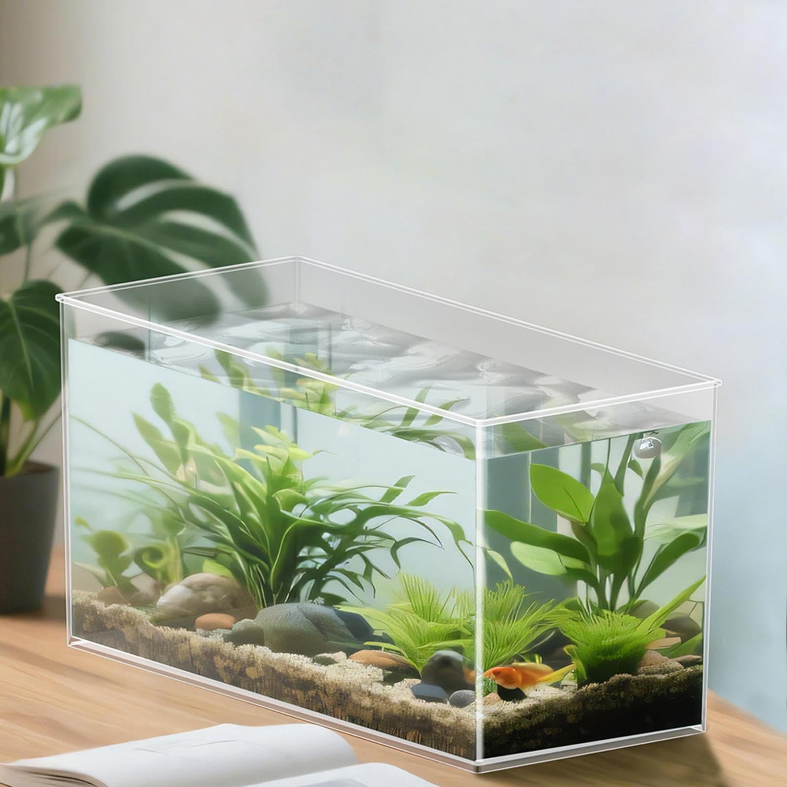 Transparentes, Tragbares Und Leicht zu Reinigendes Aquarium für Aquarien, Garnelen, Wasserpflanzen Und Mehr – Ideal für Die Dekoration von Wohnräumen, 38cmx21cmx205cm