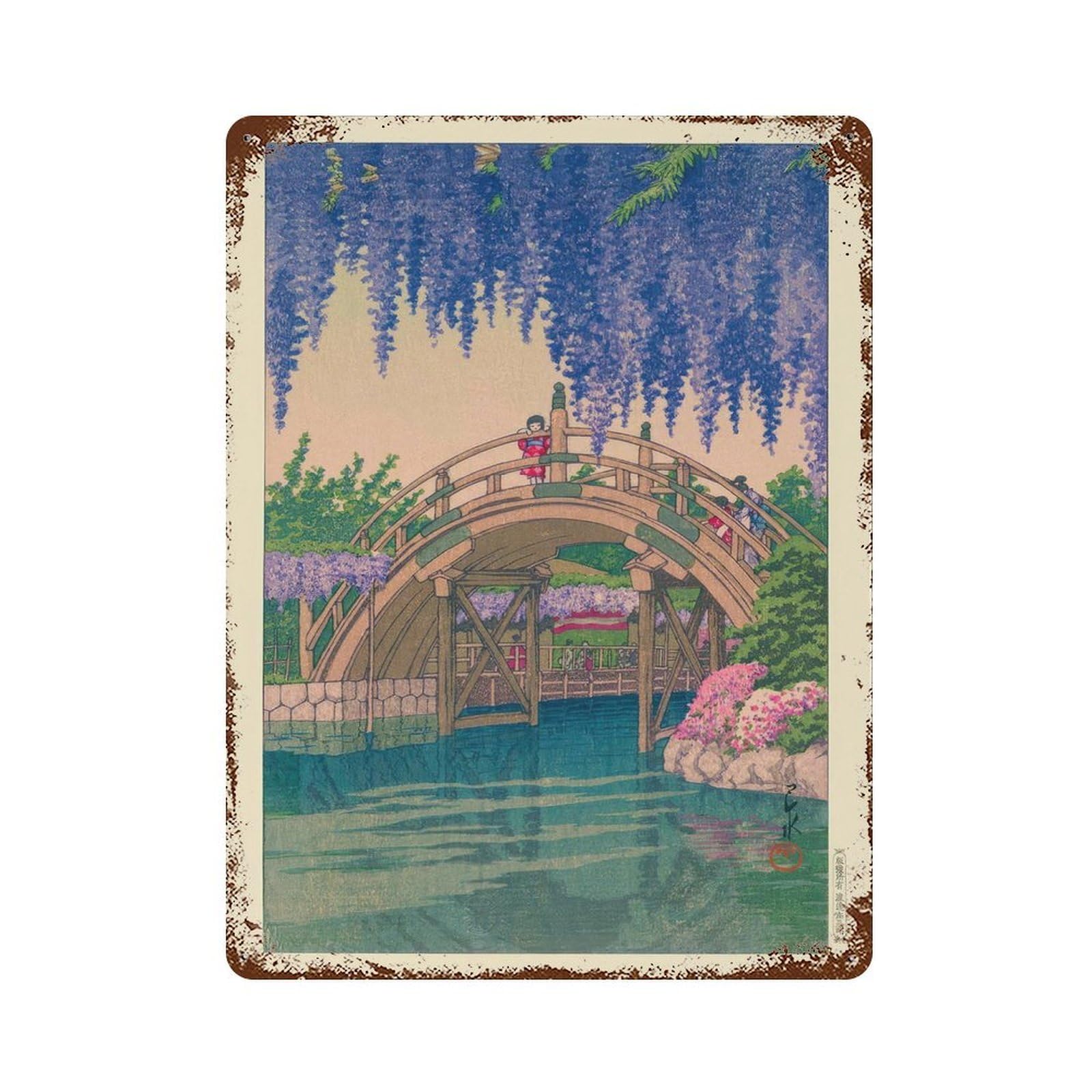 xiaoxiaoshen Japanese Botanical Garden Wall Decor Art Metal Tin Poster Modern Home Decor Art Home Bar Shop Decorations Vintage Sign 40x30cm